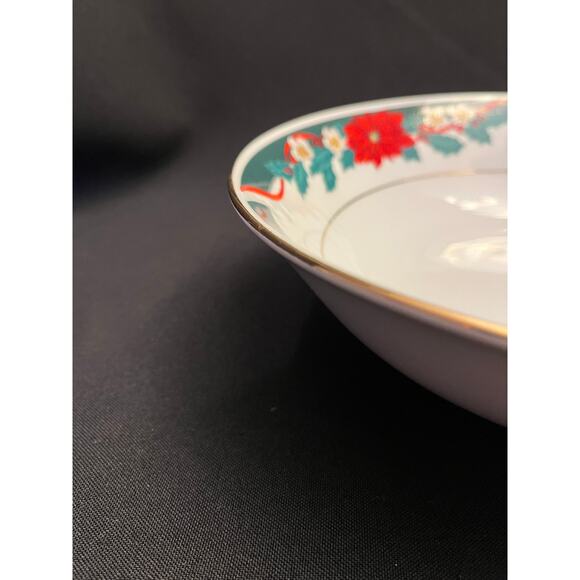 Tienshan Deck the Halls Christmas Poinsettia China 9.5” Serving Bowl 2 Available - Picture 5 of 8